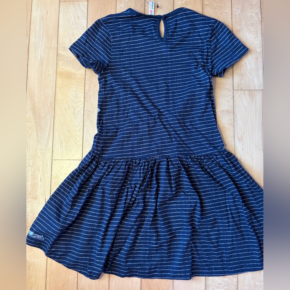 Desigual Navy and White Striped Kids Dress with Butterfly Motif - Picture 5 of 5